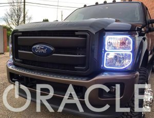 Ford F250 Headlight Assembly - ORACLE Lighting - LED Pre-Assembled Headlights, Chrome Bezel - White - `11-`16